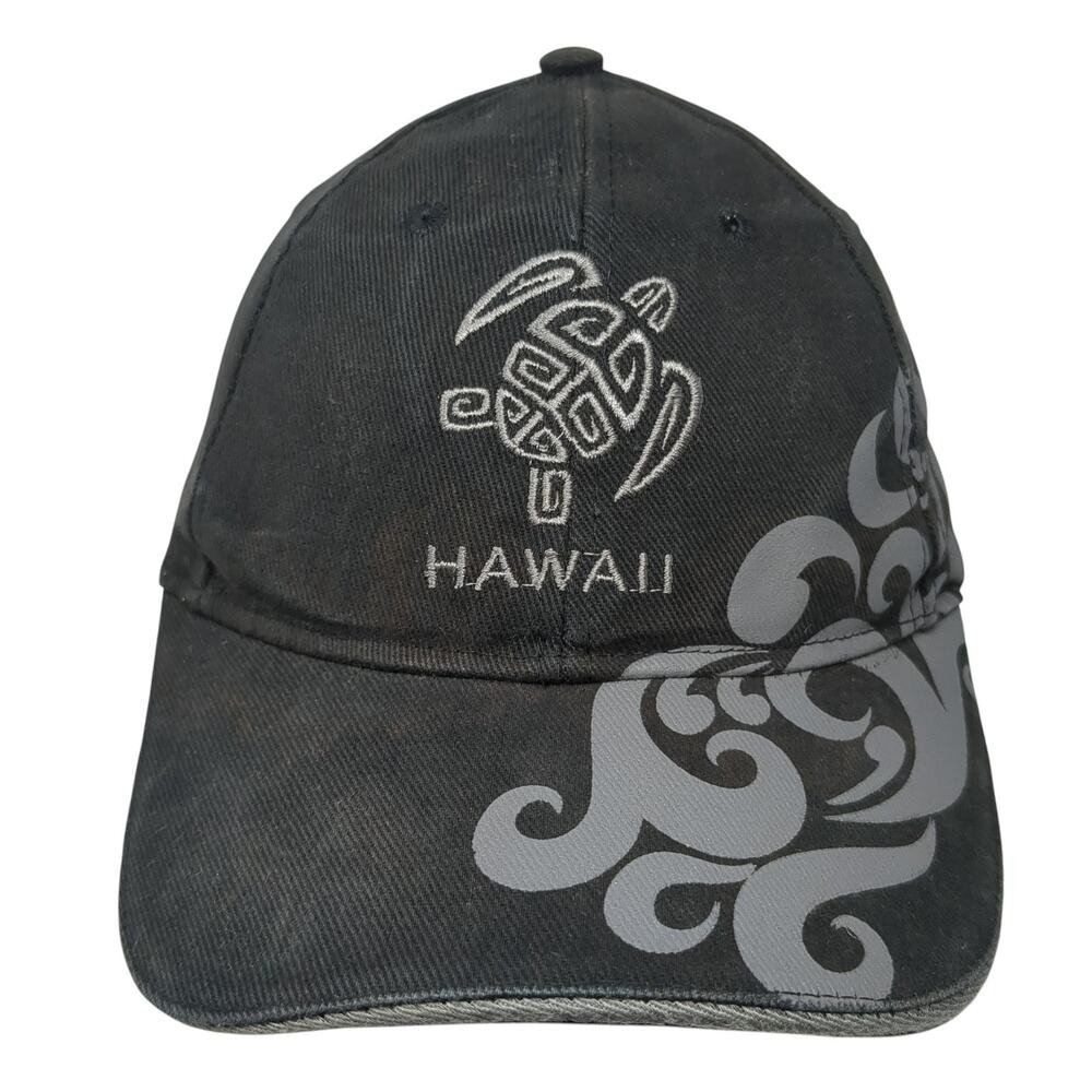 Sea Turtle Hawaii Slideback Hat Black One Size Adjustable Embroidered